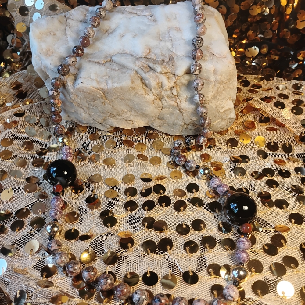 Vintage Spirited Oceanic Jasper Hand Tied High Energy Beaded Necklace